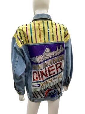 Vintage Cedars Jacket Women’s 1Size Denim 100% Cotton Ornate Diner Theme SoCool!